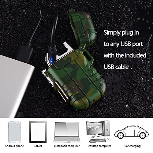 Dual Arc Lighter Double Arc Plasma Usb Lighter Rechargeable Flameless Waterproof Stormproof Windproof Mini Electric Lighter For Cigar Candle Cigarette Pipe Sport Outdoor(Orange) #TOP4