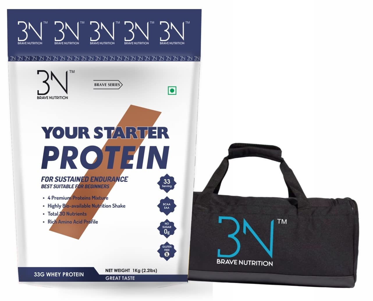 Brave Nutrition Starter Whey Protein Supplement for Lean Muscles 33G