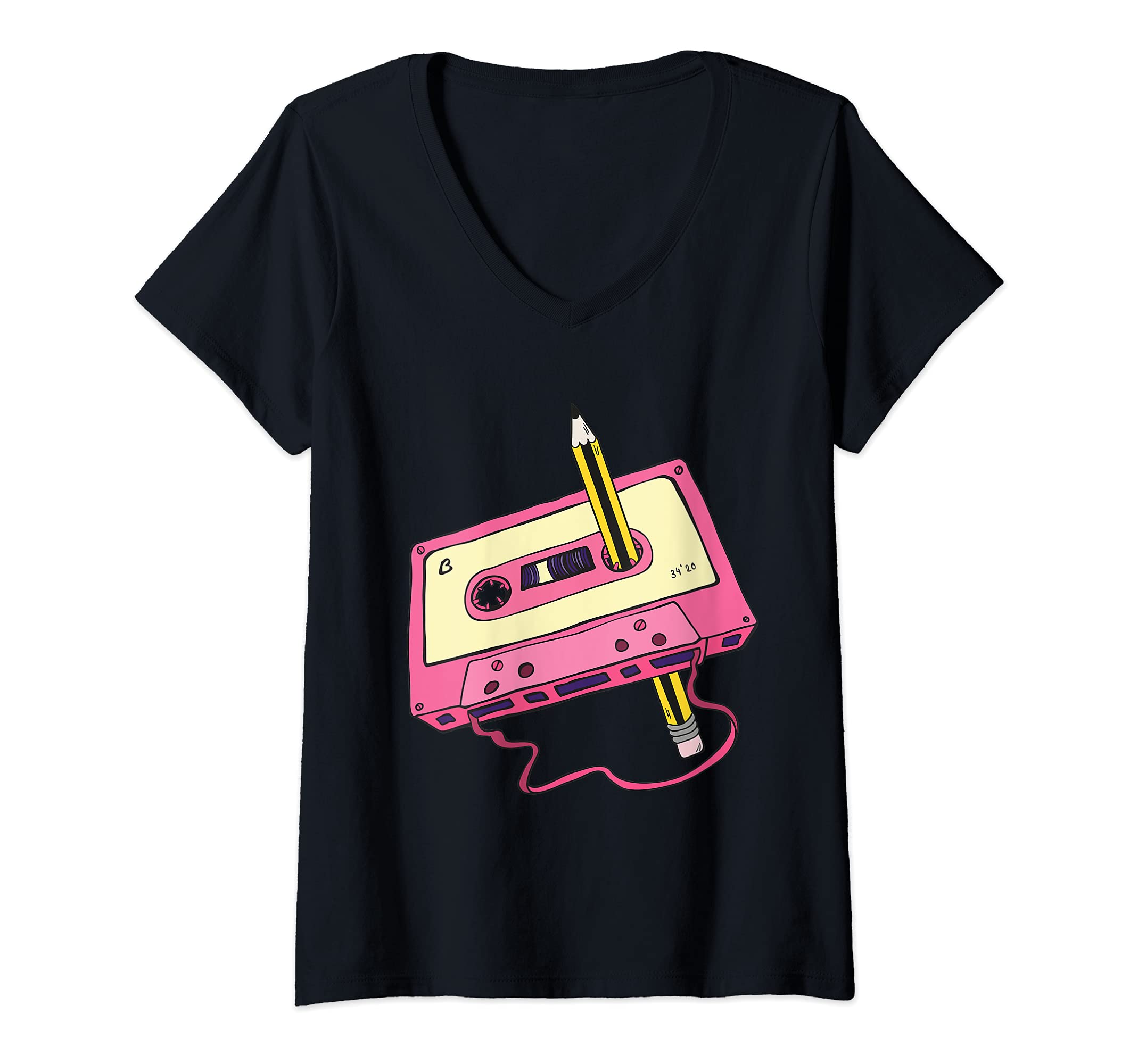 Womens Old School Cassette Tapes Womens Kids V-Neck T-Shirt
