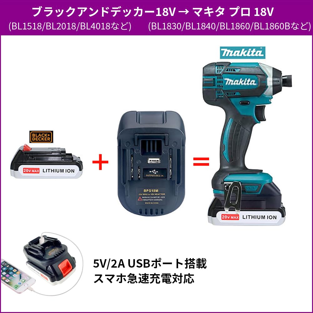 バッテリーコンバータ ブラックアンドデッカーからマキタプロに変換