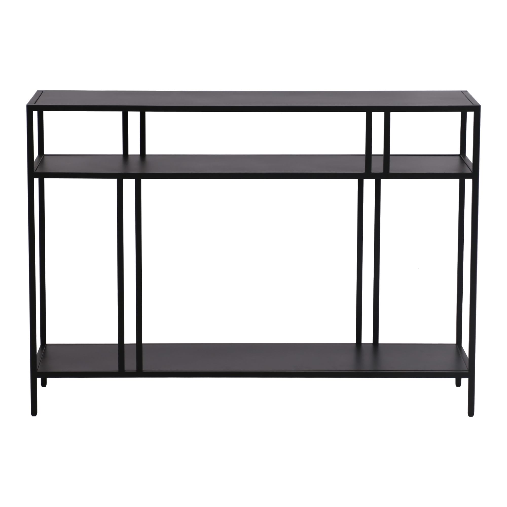 [en.casa] Mueble Recibidor Kumlinge Mueble Entrada Consola Recibidor Mesa Consola con 2 Estantes para Salón Pasillo Dormitorio Resistente Metal 78 x 110 x 30 cm - Negro