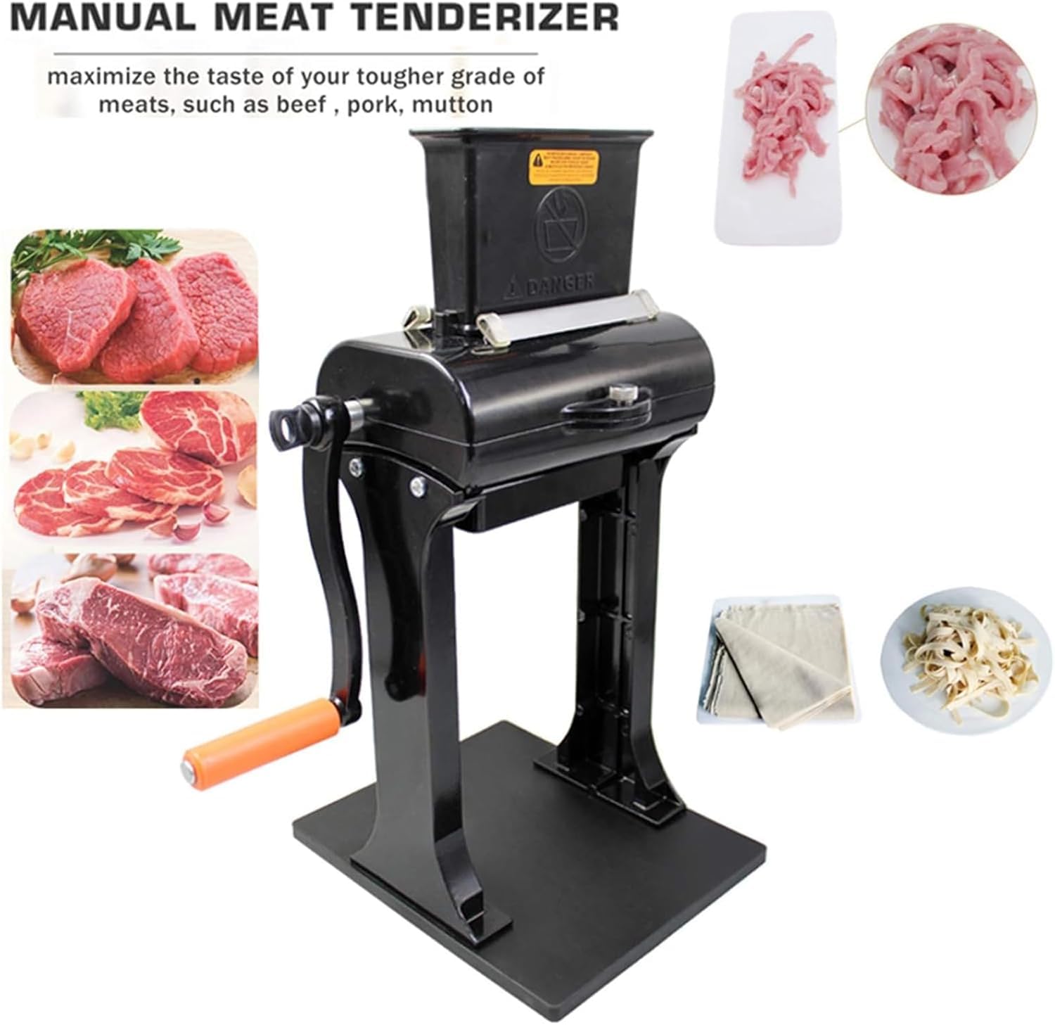 Batticarne manuale con affettatura e triturazione, 3 in 1, per intenerire carne di manzo, pollo, tacchino, maiale