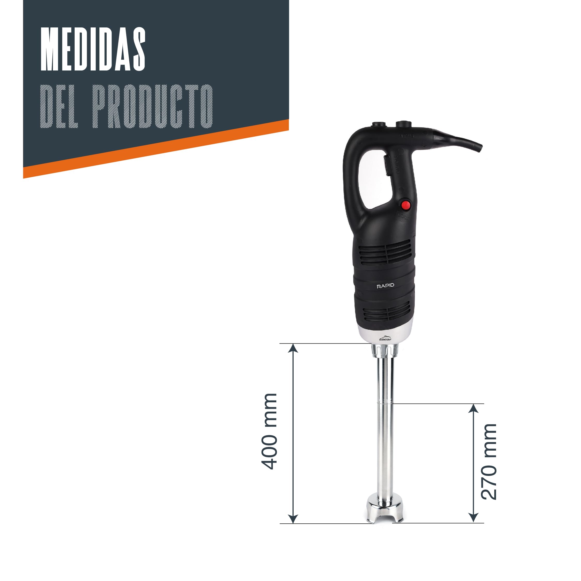 Lacor 69933 - Batidor profesional Rapid, con Brazo Triturador - Cocina | En acero inoxidable, para montar, emulsionar y mezclar; ideal para cocina profesional y uso diario en casa, para el día a día