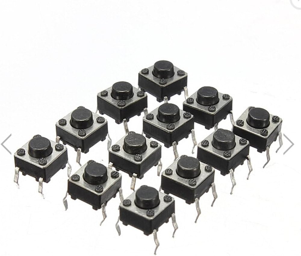 DAOKI 100Pcs 6x6x5 mm Miniature Micro Momentary Tactile Tact Touch Push Button Switch Quality Switch SPST Miniature/Mini/Micro/Small PCB
