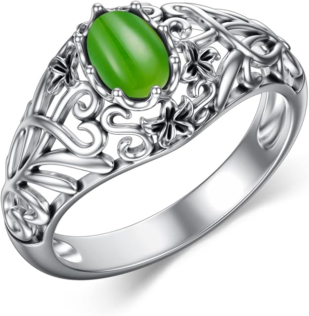 BETHZA Natural Turquoise Rings for Women Sterling Silver Western Victorian Style Statement Ring Genuine Gemstone Rings Gift for Birthday Mother's Day Christmas