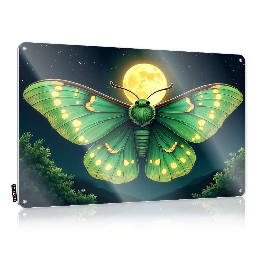 Sujd Colour Decoration Decorative Framed Home Decor - A Green Butterfly With Glowing Spots Flies Under A Full Moon. Gift For Wife Rustic Style Artwork For Road(30X40cm)