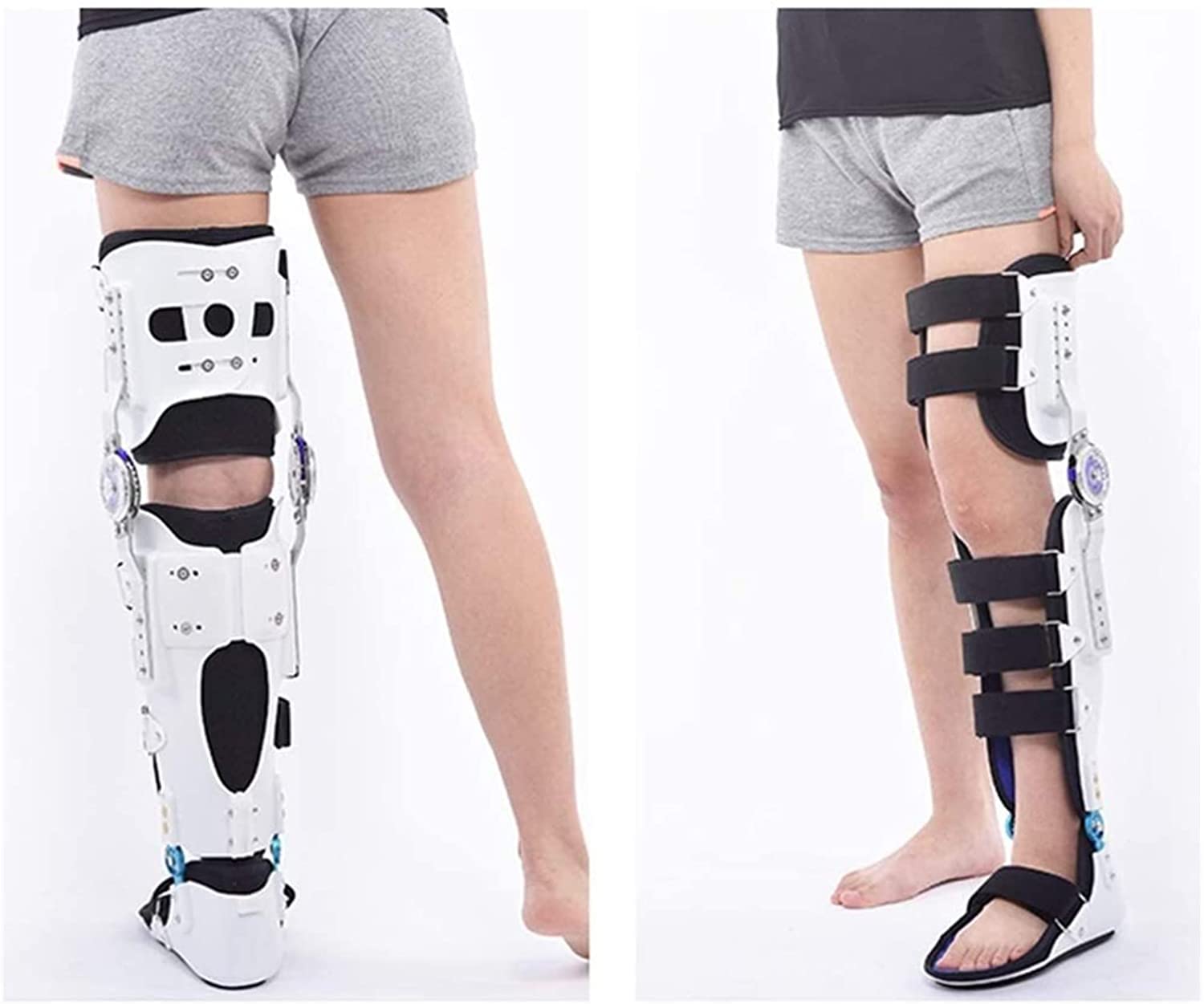 Rodillera transpirable con bisagras, ajustable, con bisagras, soporte de pierna recta, férula de rodilla para esguinces de rodilla, ligamentos, lesión articular, hiperextensión 22.7.27 (blanco