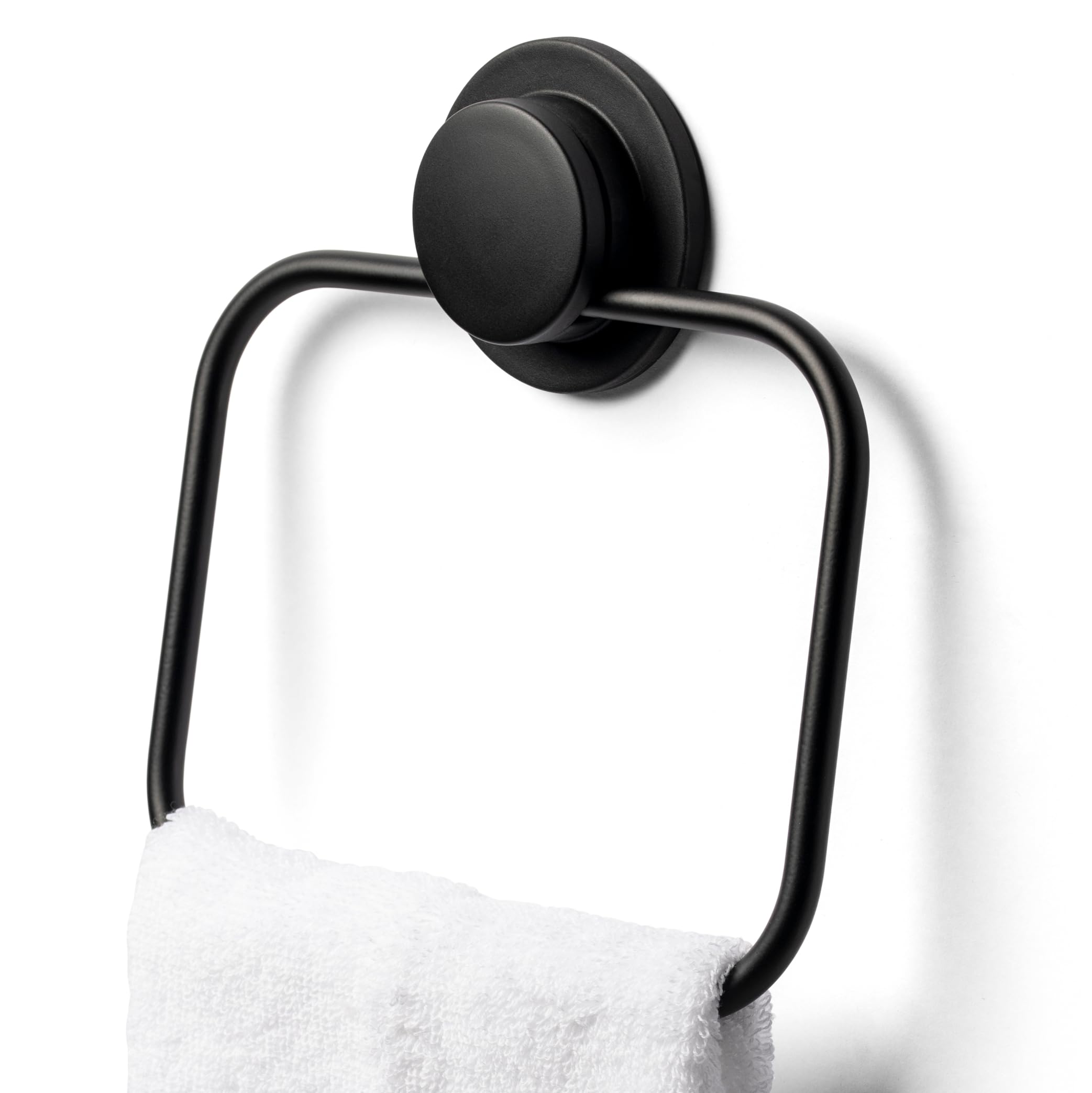 B&Q -  Stick 'n' Lock Matt Black Steel Wall-Mounted Towel Ring (W)17.4Cm