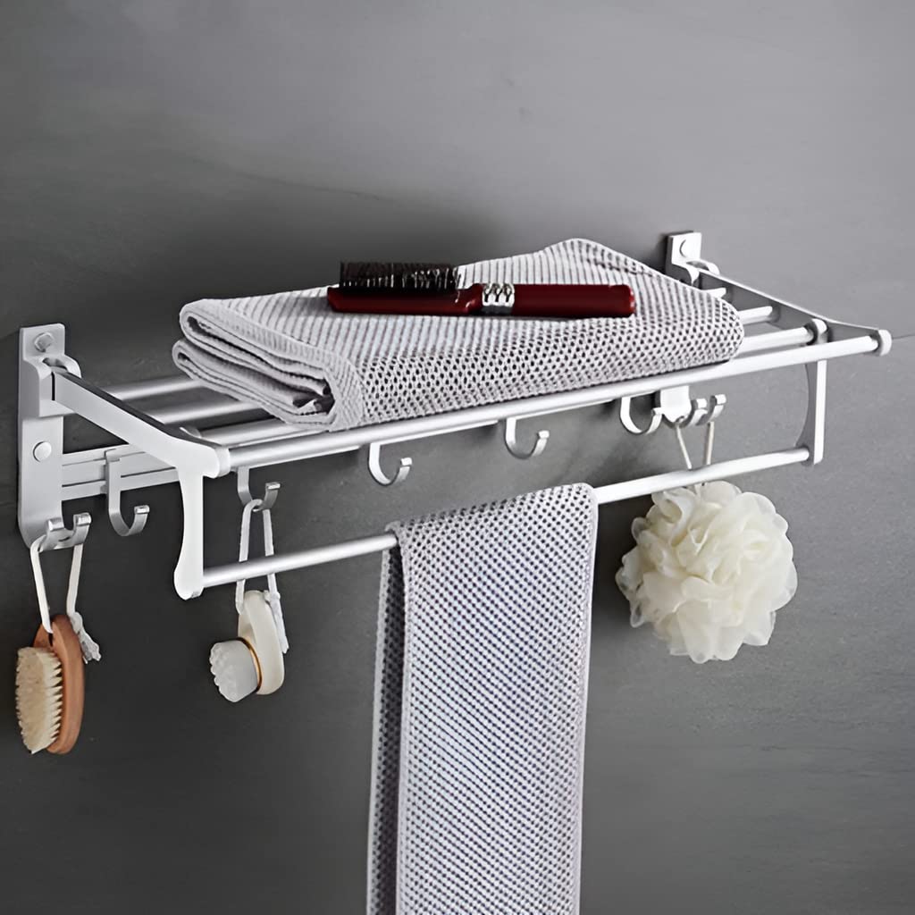 Plantex Space Aluminum Foldable Towel Rack/Towel Stand for Bathroom/Towel Hanger/Bathroom Accessories (24-Inch) - Silver (B08Y5S37G5) Amazon Price History, Amazon Price Tracker