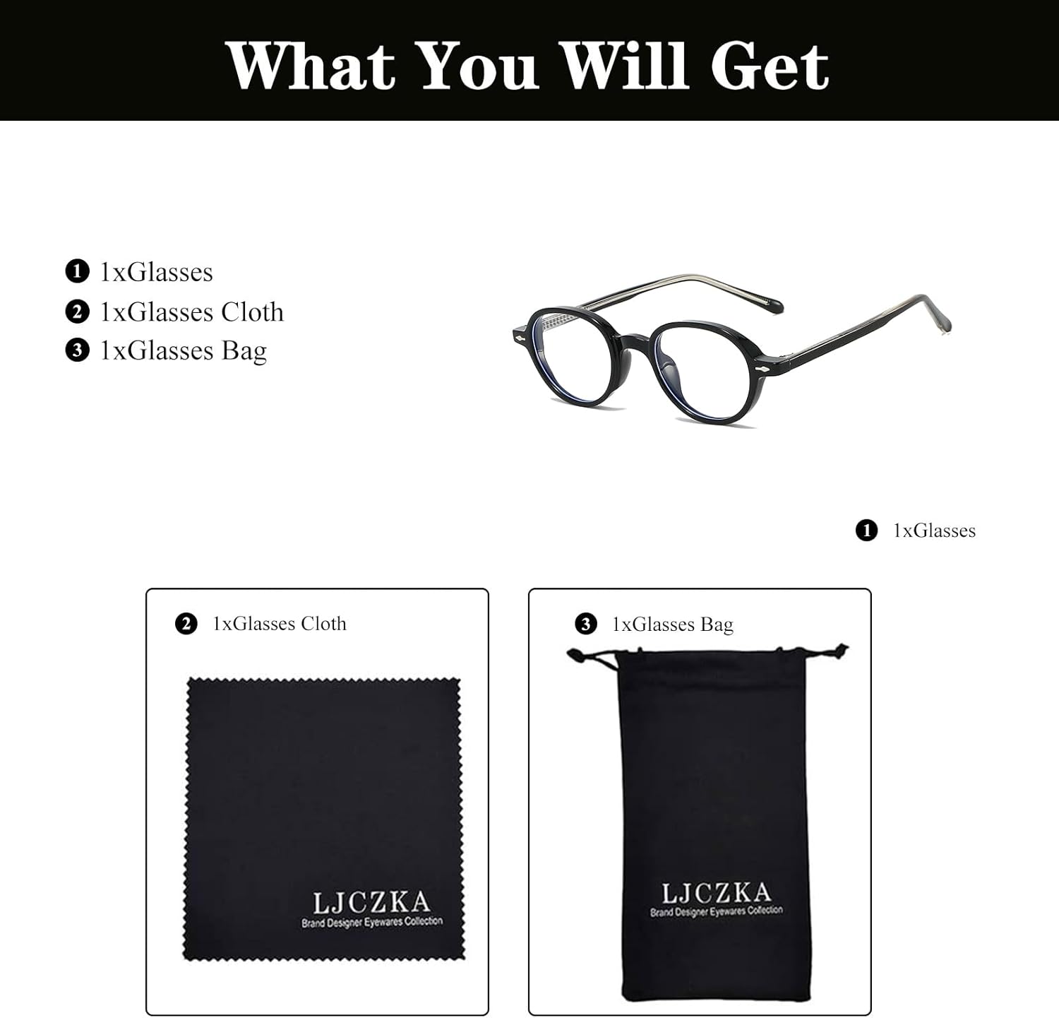 LJCZKA Oval Blue Light Glasses for Women Men, Round Frame Glasses Light Blocking Clear Lens Anti Eyestrain - Image 5