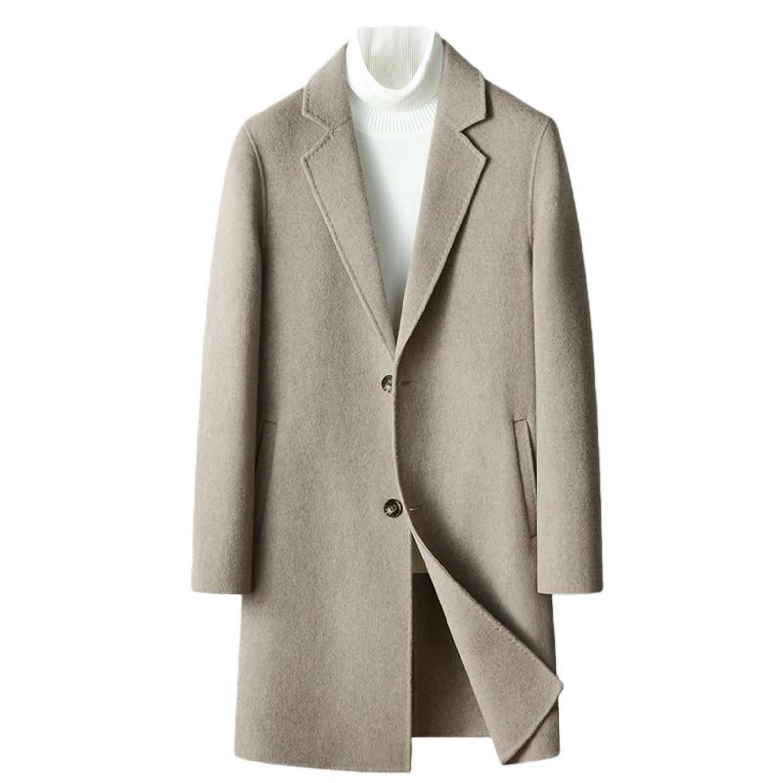 Gabardina de lana para hombre abrigo largo medio de invierno 8