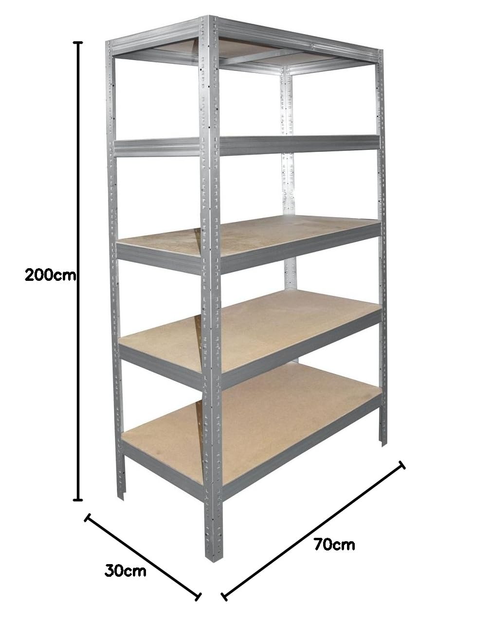 shelfplaza Pro 200x70x30 cm Estantería Pesada en galvanizada con 5 baldas y 200 kg de Capacidad de Carga por balda