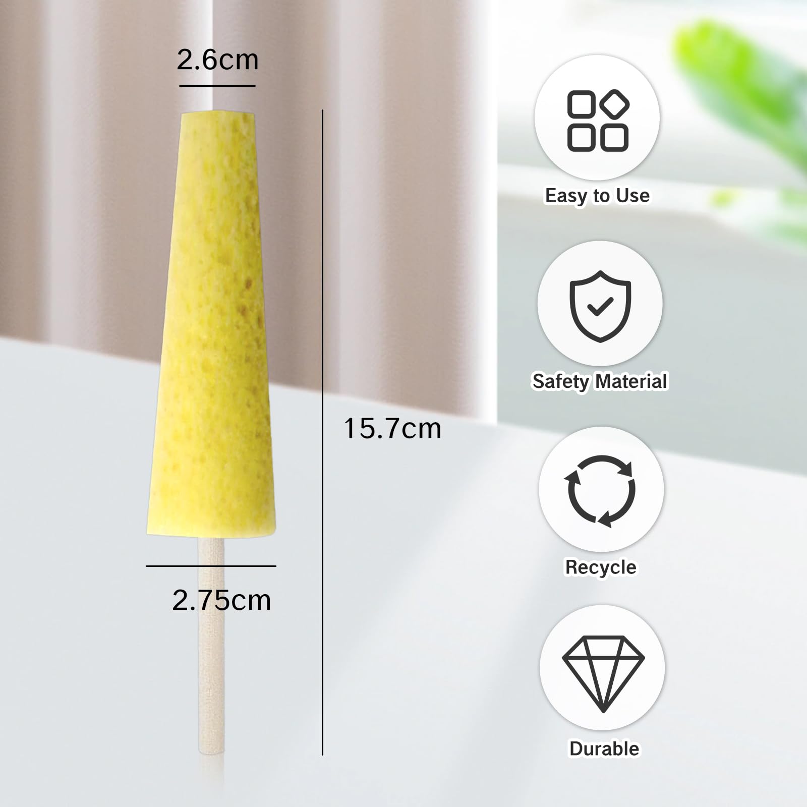 NIIIYTYB 2Pcs Pottery Sponges on a Stick for Clay Throwing Ceramic Trimming Tools Texturing and Sculpting Essential Clay Pottery Tools for Artists Throw Trim Sponge Set