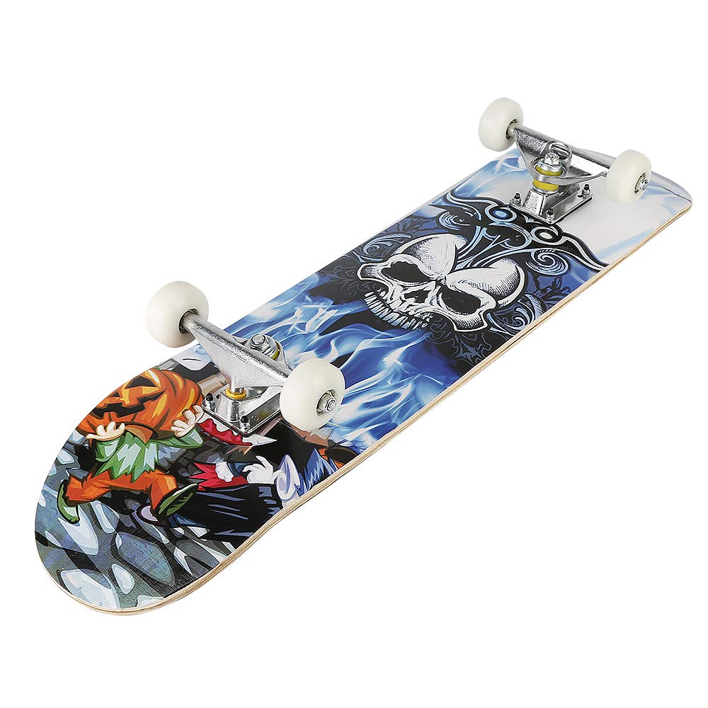 Skateboard Complet pour Enfants, Adolescents et Adultes, débutants, Double Kick Maple Deck Concave Cruiser Skateboard avec Outil en T