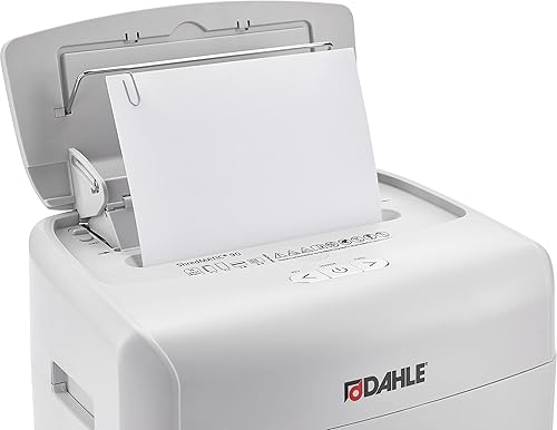 Miniatura 9 de Dahle ShredMATIC SM 90 Trituradora de papel de alimentación automática, bandeja de alimentación de 90 hojas, sin aceite, protección contra atascos,