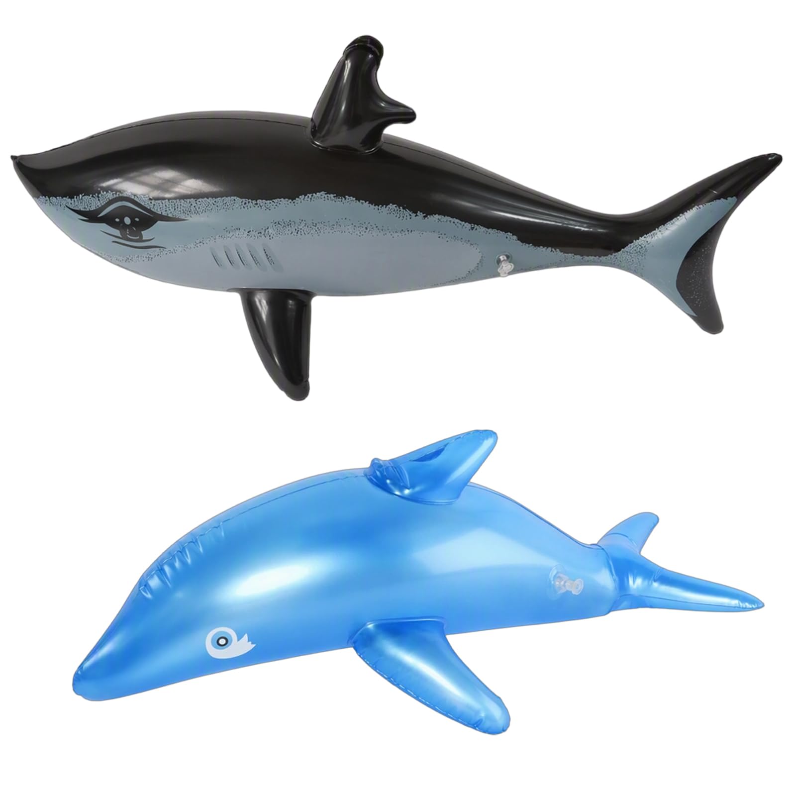 2 Pcs Inflatable Shark Dolphin Pool, PVC Ocean Animal Set