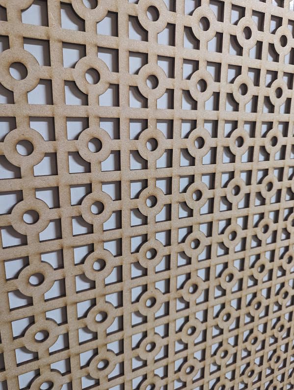Wooden mesh laser cut in 6mm thick mdf decorative panel for radiator covers, partition walls and home made cabinets (various sizes) pattern (KK2). Made in the UK (Unprimed, 620mm x 600mm)