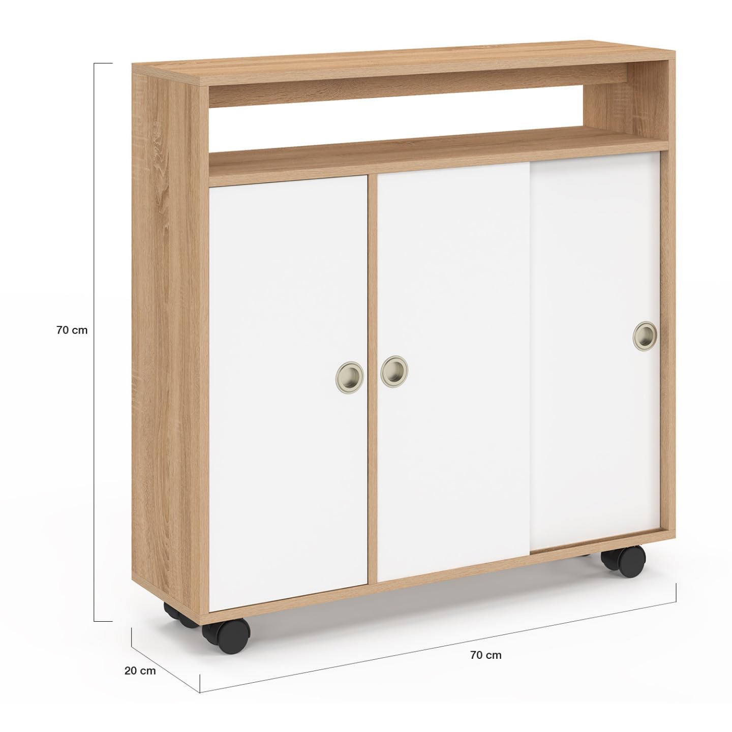 IDMarket - Armario auxiliar Mueble de almacenamiento con ruedas para baño TOMI Estructura de haya Tablero Blanco