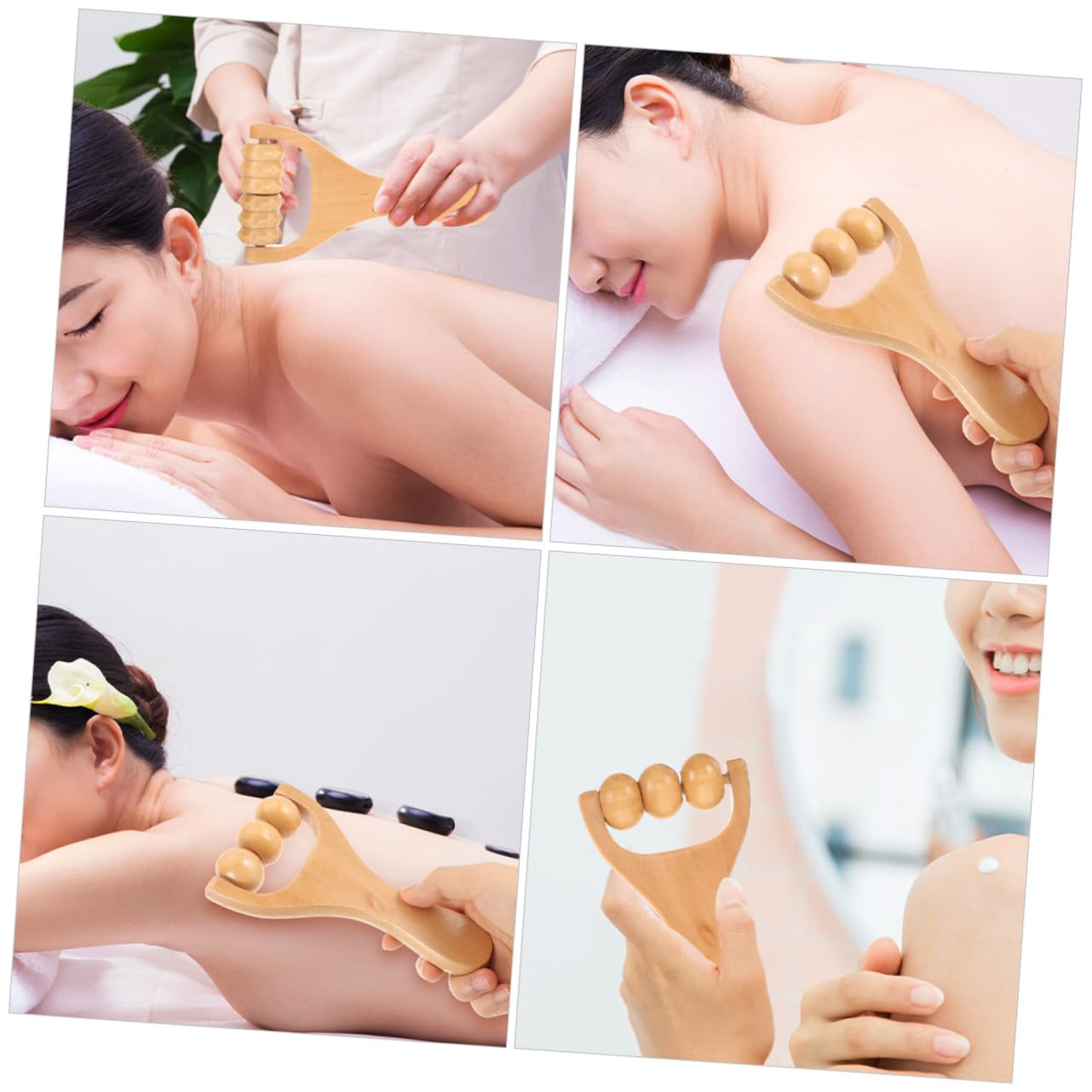 Mipcase 8 piezas Rodillo de Masaje de Madera Multifuncional para Pies Cuello Hombros y Espalda Masajeador Manual para Acupresión y Relajación Muscular Portátil