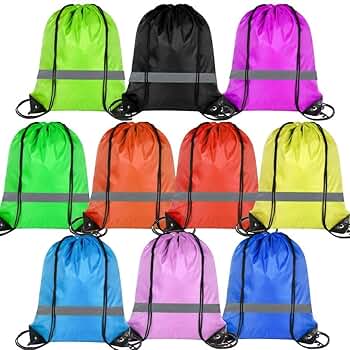 20 Pcs Drawstring Backpack Bag with Reflective Strip,String
