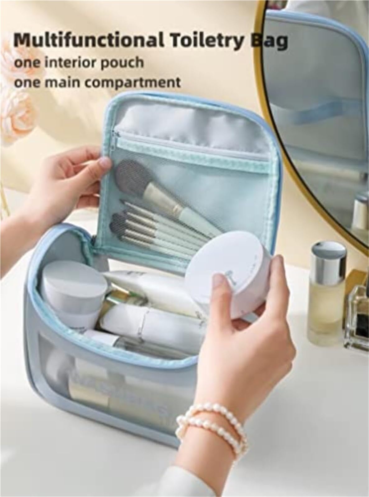 Trousse de Maquillage, Articles de Toilette, Rangement de Voyage, cosmétique Transparent, résistant à l'eau, Grand Format