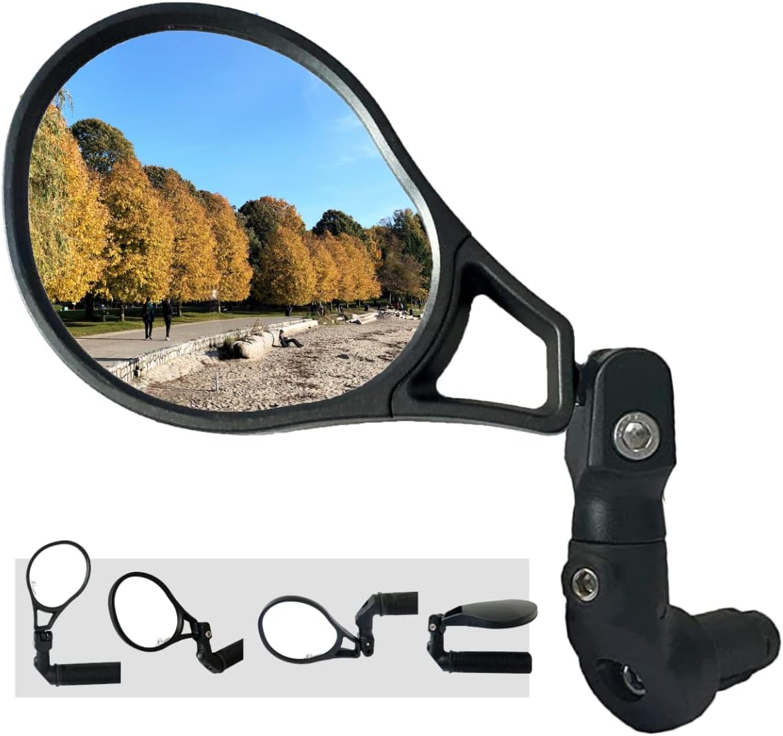 - E13 Approved E-Bike Mirror, Large Surface Bar End Bike Mirror, HD Automotive Glass Bicycle Mirror, Safe Blast-Resistance Cycling Mirror