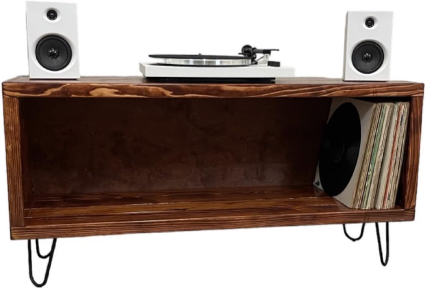 Vinyl Record Storage Furniture | Record Player Stand | Media Console | Tv Stand | Record LP Storage | Turntable Stand (40, Honey)