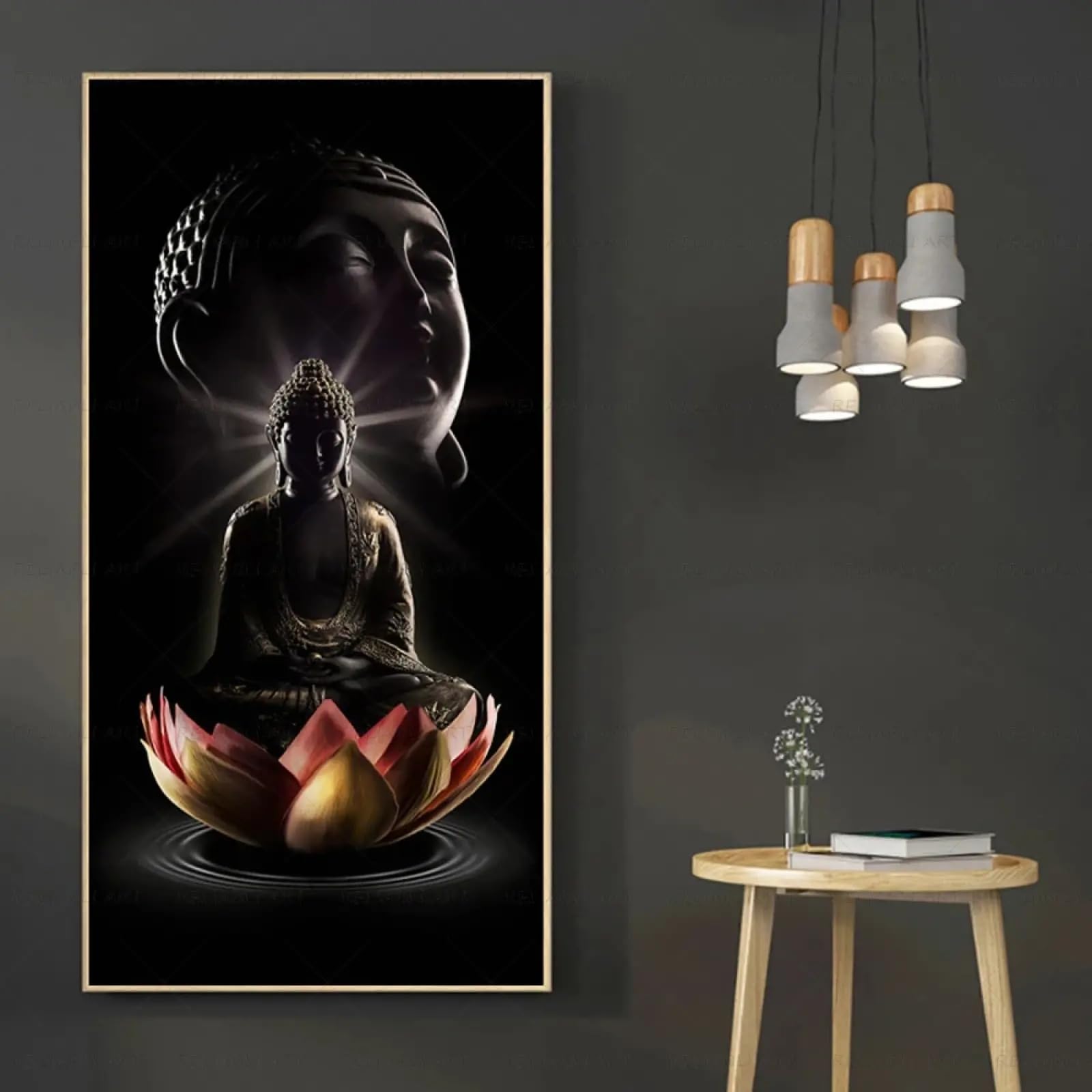 Tableau mural zen Bouddha peinture sur toile moderne 80x160 - 8