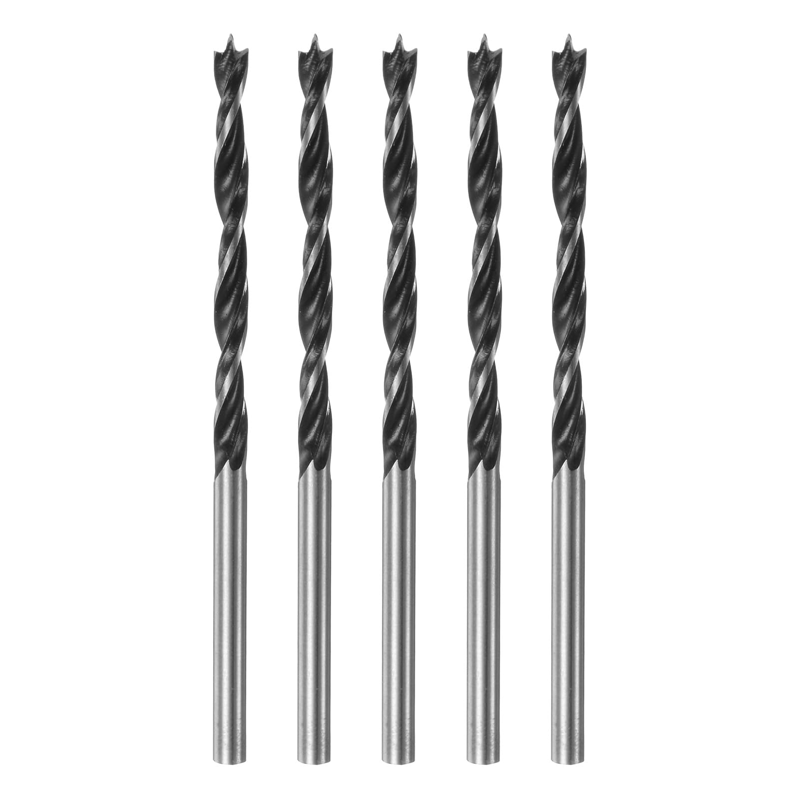 QUARKZMAN 5 Punte Trapano Brad Point 3,5mm(9/64") Dia Dritto Acciaio Tondo Shank Metrico Brad Point 1,4" Profondità Foratura Trapano a Spirale per Legno Carpenteria Plastica Gomma
