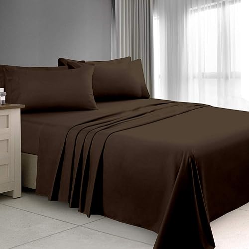 Texas King - Juego de sábanas de 4 piezas de alta calidad que se adapta a colchones de hasta 22 pulgadas de profundidad, sábanas bajeras de