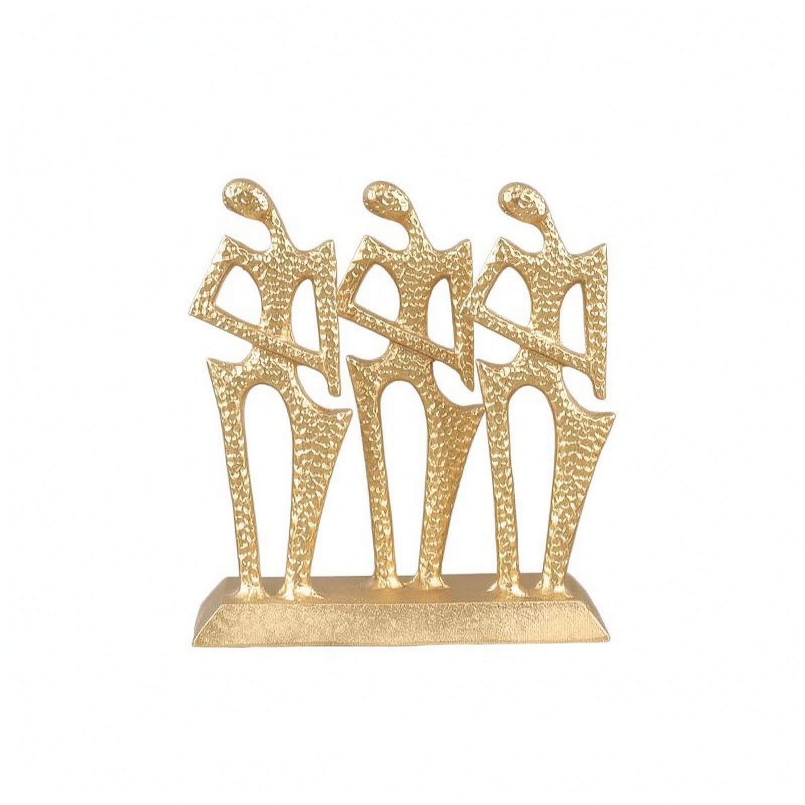 Sculpture abstraite dorée en métal martelé pour une déco chic