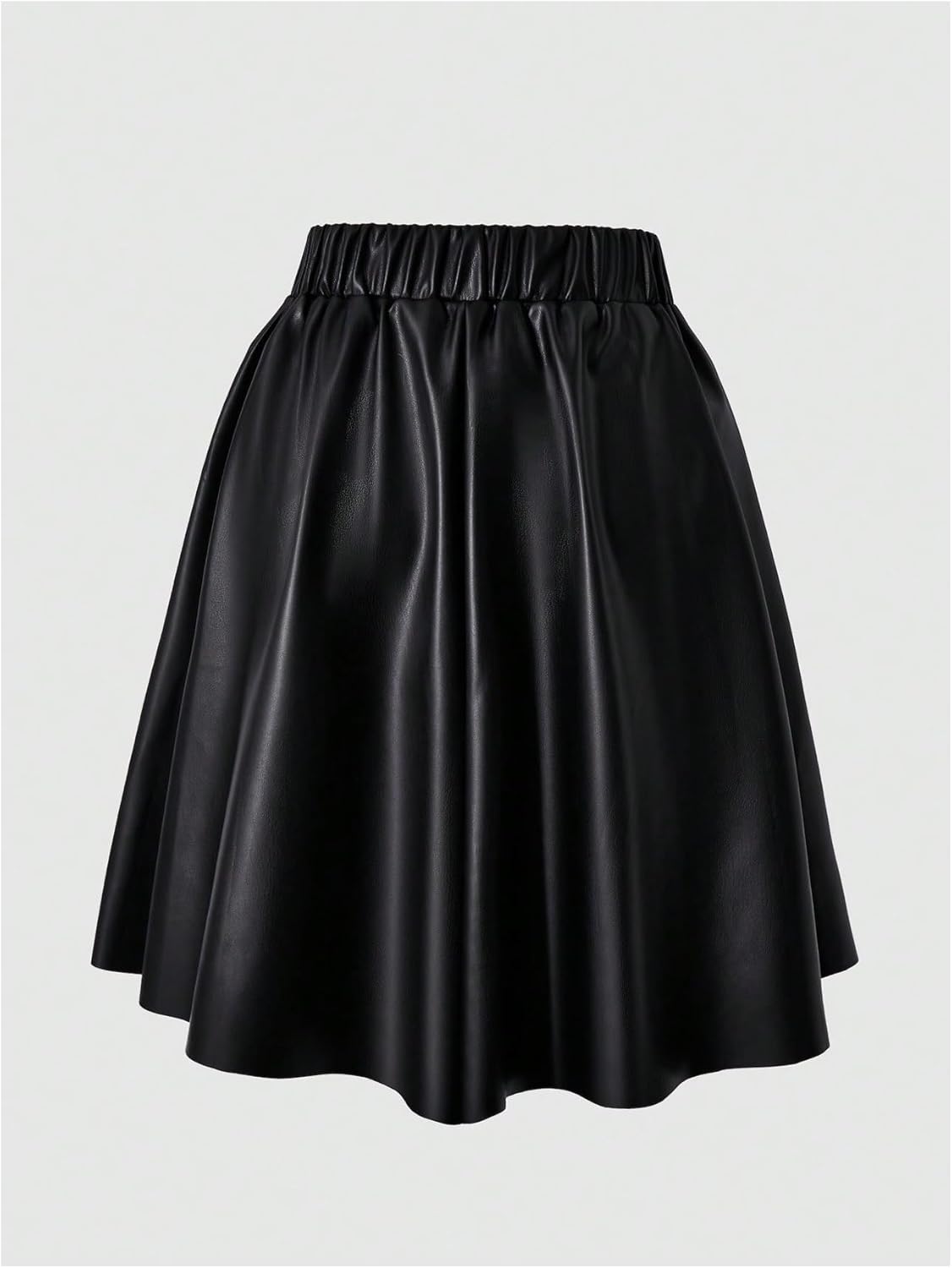 Girl's Bow Faux Leather Skirt Elastic Waist A Line Going Out Short Skirts - Image 2