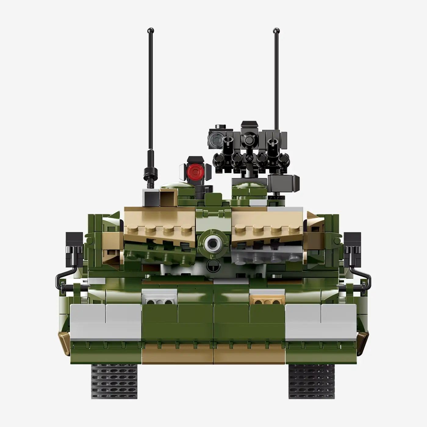 BlueBrixx Pro 109783 Kampfpanzer Leopard II PSO, 1292 Klemmbausteine | 312 x 140 x 165 mm, Tarnoptik in Grün und Beige, breites Frontschild, zwei Antennen, kompakte Sammlergröße