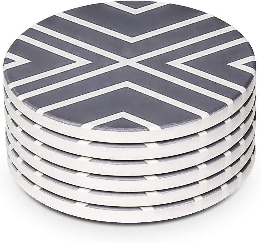 LIFVER Coasters for Drinks, Absorbent Coaster Set of 6 with