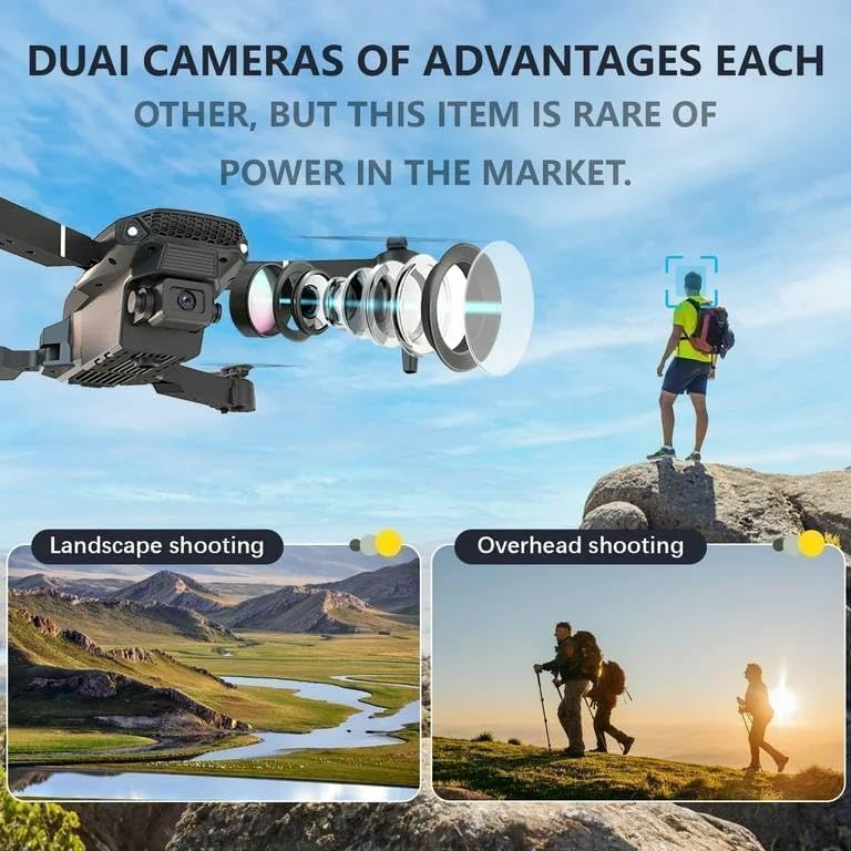 Image of dRoNe wItH hD DuAl cAmErA BrUsHlEsS MoToR, oNe cLiCk tAkEoFf /lAnDiNg FlIp rOlLiNg gEsTuRe cOnTrOl wI-Fi cAmErA ReMoTe cOnTrOl -X DrOnE e88 pro