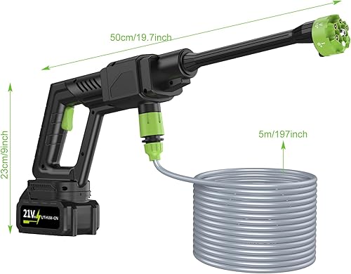 Miniatura 7 de Lavadora a presión inalámbrica de 500 psi, lavadora de alta presión de mano de 1 gpm, lavadora de energía eléctrica, limpiador de energía portátil