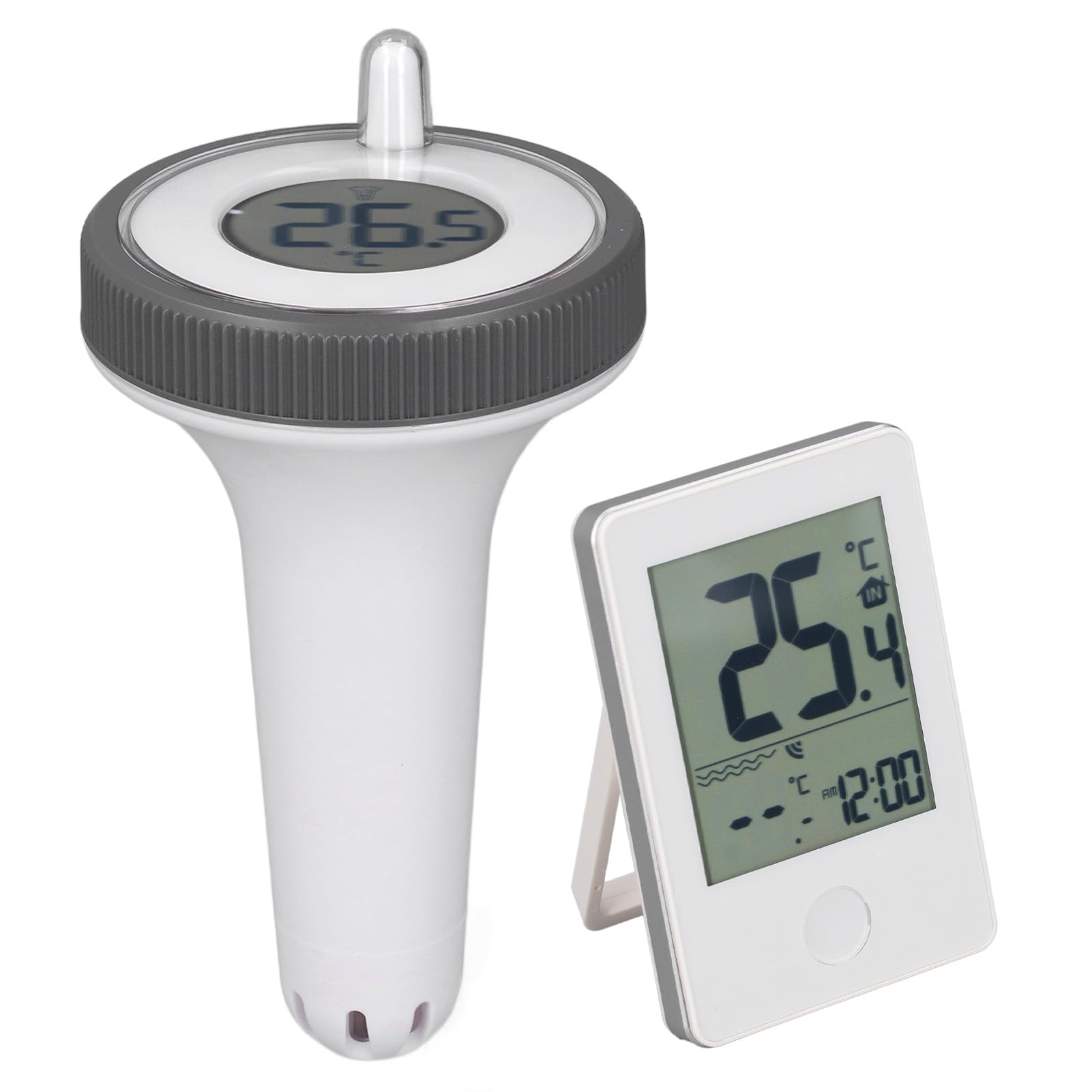 Termometro Digitale per Acqua, Display LCD Impermeabile, Portata Massima 60 M, Ricevitore per Interni, Accessori Pratici per Interni