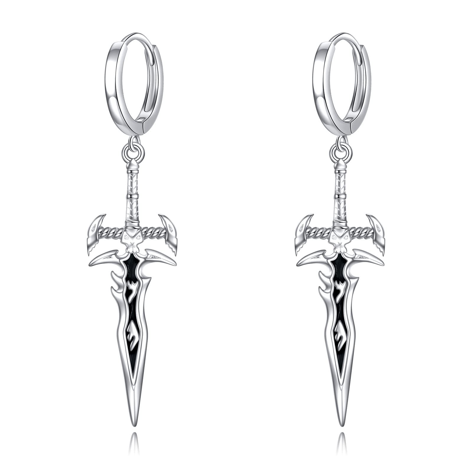 VONALA Schwert Ohrringe 925 Sterling Silber Dolch Gothic Hoop Schwert Messer Hängend Ohrringe Dolch Unisex Geschenk Für Damen Frauen Männer