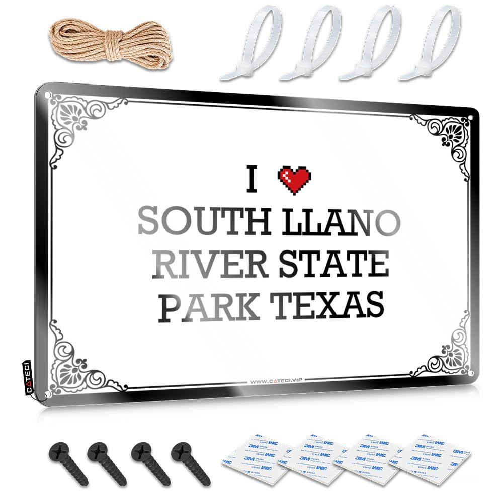 Retro Wall Art Emo Wall Decor | I Love South Llano River State Park Texas Classic For Office Home(20X30CM)