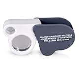 JIYIN 30X 50X Jewelers Loupe Magnifier Glasses, Pocket Foldable Jewelry Loop Magnification for Coin Diamonds Gems Jewelry Stamps Close Work