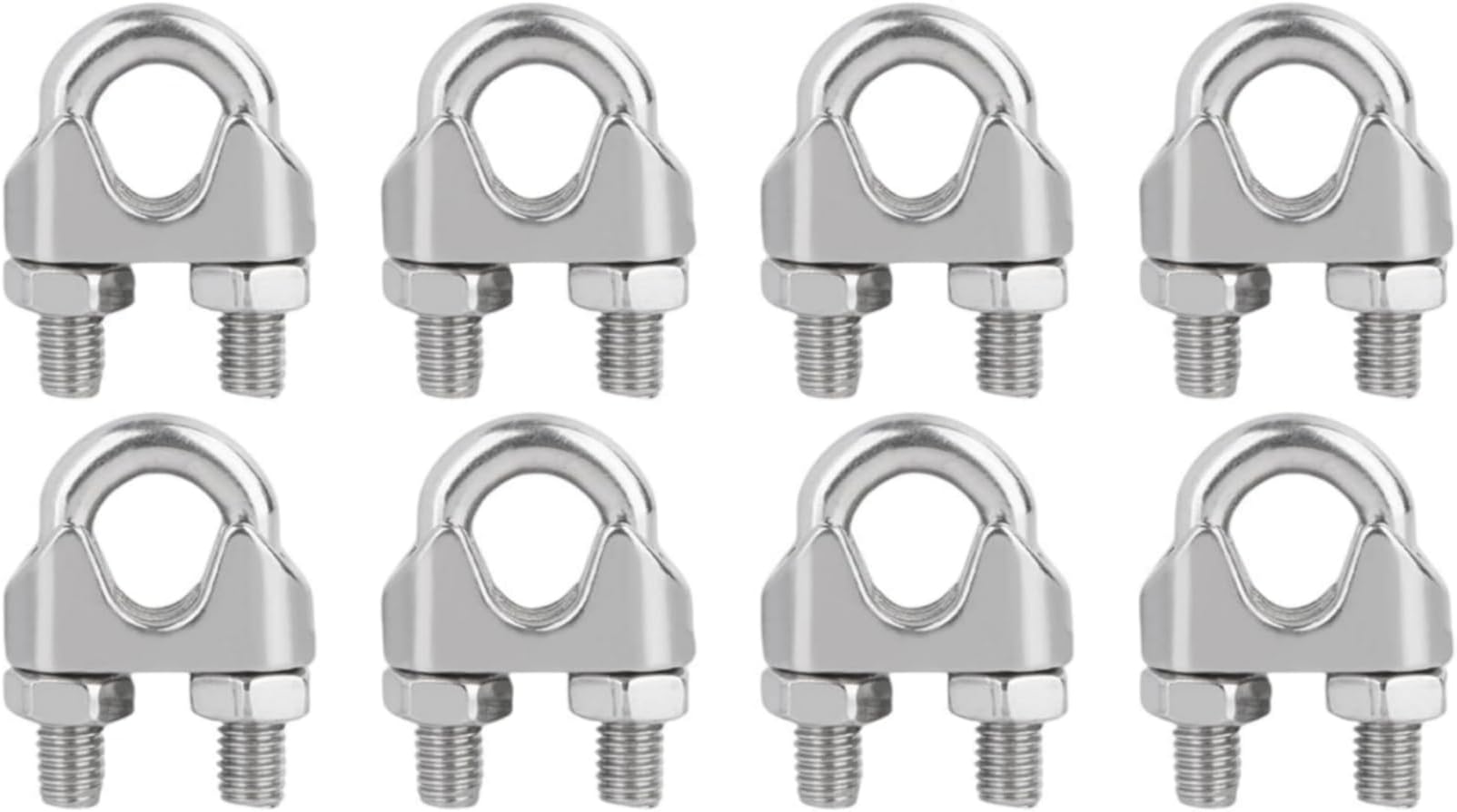 1/2 Inch M12 Wire Rope Cable Clip Clamp,304 Stainless Steel Wire Rope Clips, Wire Rope Clamps,Rigging Hardware,U Bolt Saddle Fastener,Used for Rigging, Pack of 8