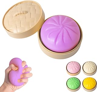 Dumpling Squishy, Mystery Squishy Dumpling Box, Fidget Toys Adults & Teens, Easter Basket Stuffers, Stocking Stuffers, Sensory Stress Ball Squeeze Toys for Stress Relief (Deep Purple)