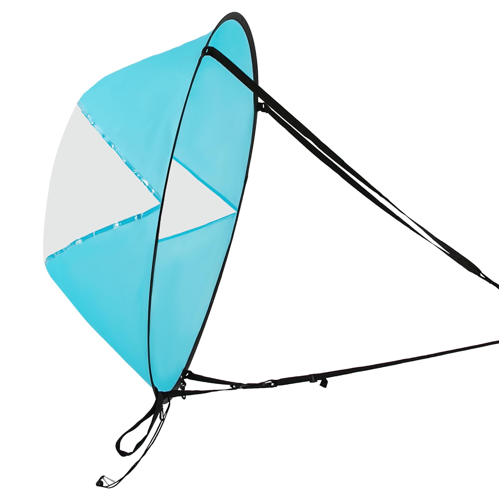 Kajaksegel Faltbar 108cm Kajak Windsegel Paddel Mit Nylon-Schnallen Transparente Sichtfenster Paddle-Board-Segel FüR Kajaks Und Kanus Blau