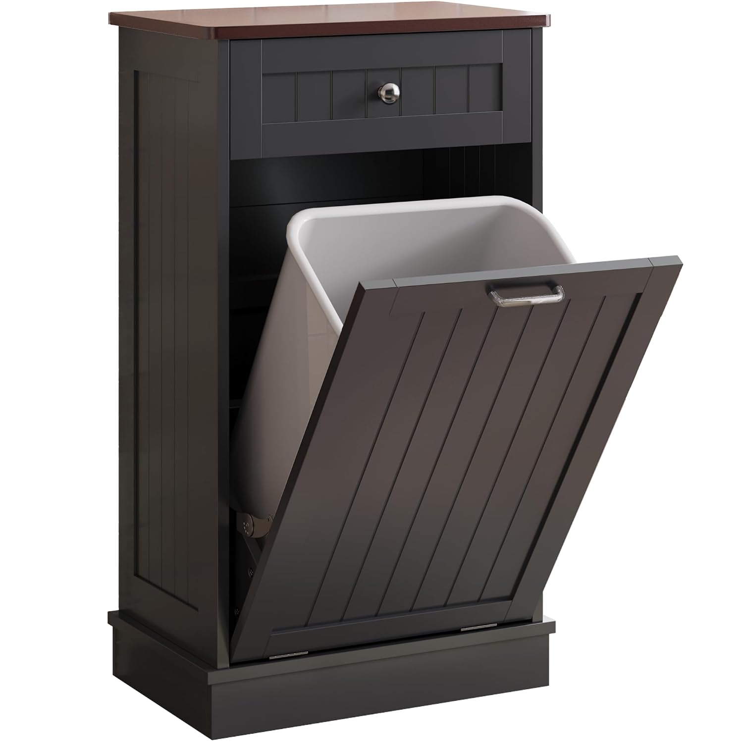 KIGOTY Tilt Out Trash Can Cabinet Wooden Kitchen Single Pull Out Trash Can Under Cabinet,Black - Review, Price and Buying Guide