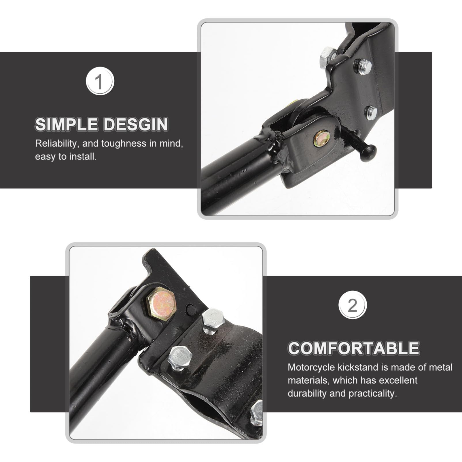 ibasenice Béquille Latérale de Moto Résistance à l'usure en Métal Stabilité Renforcée Remplacement pour Moto et Trottinette Électrique Usage Quotidien