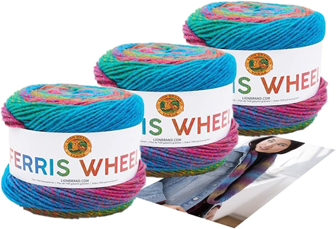 Lion Brand Yarn Ferris Wheel 3 Pack with Pattern