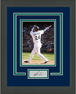 Framed Ken Griffey Jr Facsimile Laser Engraved Signature Auto Seattle Mariners 14x17 Baseball Photo