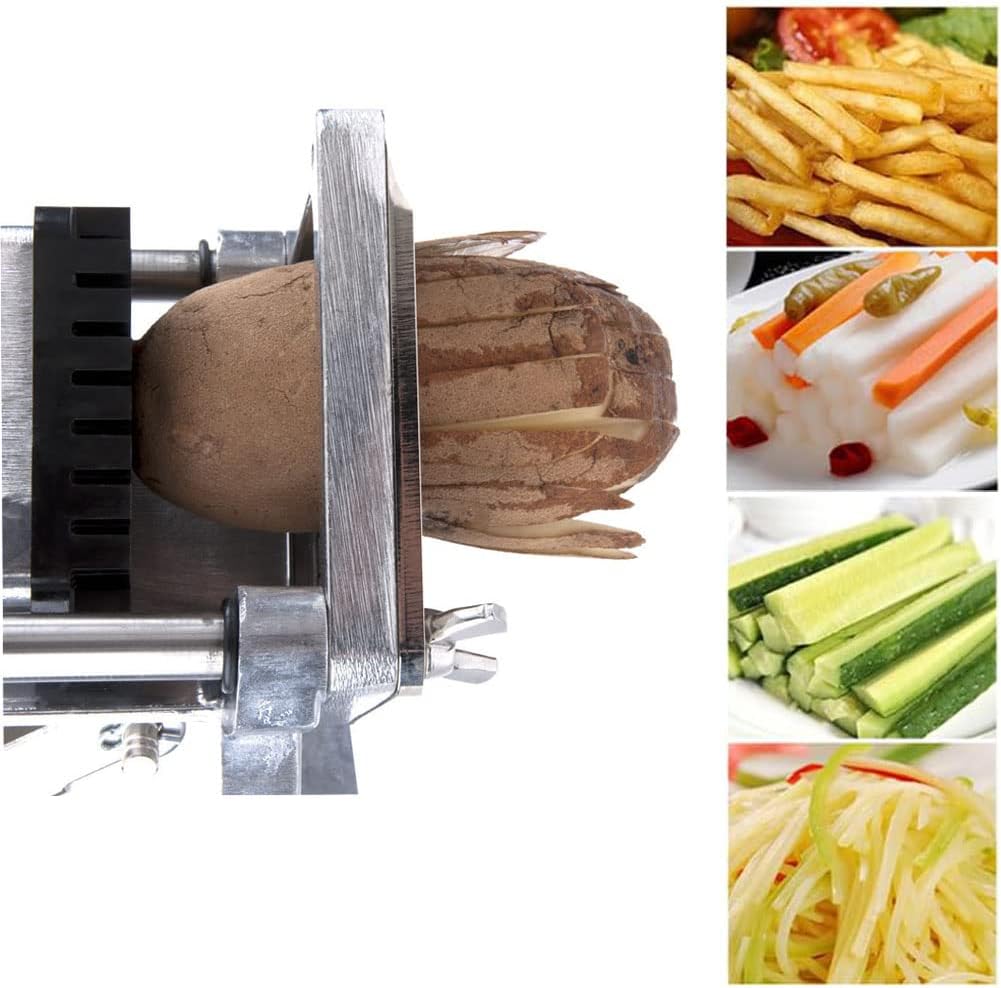 Extra Heavy Duty French Fry Cutter Stainless Steel Potato Slicer Commercial Vegetable Fruit Dicer Onion Tomato Chopper with Wall Bracket, Fixed Counter or Wall Mount (1/4" Chopper Blade)