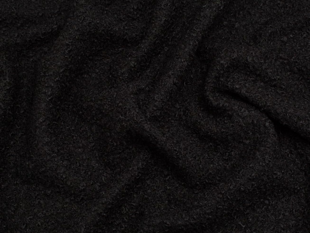 Boucle Knit Coating Fabric Black - per metre