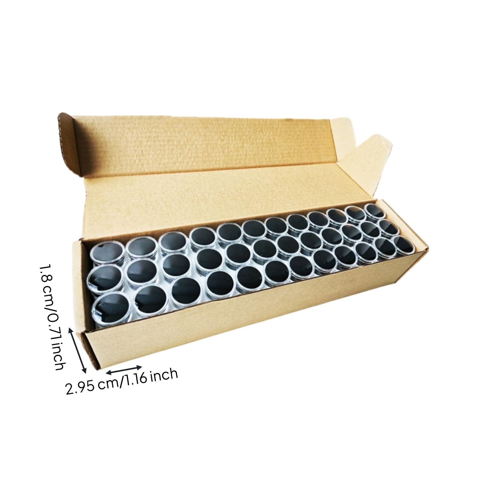 144 Piezas Tarro Apilable Transparentes | Compacto, Tarros Pequeños con Tapa a Presión, Versátil, Recipientes Redondos con Tapa Plana, para Tiendas, Negro